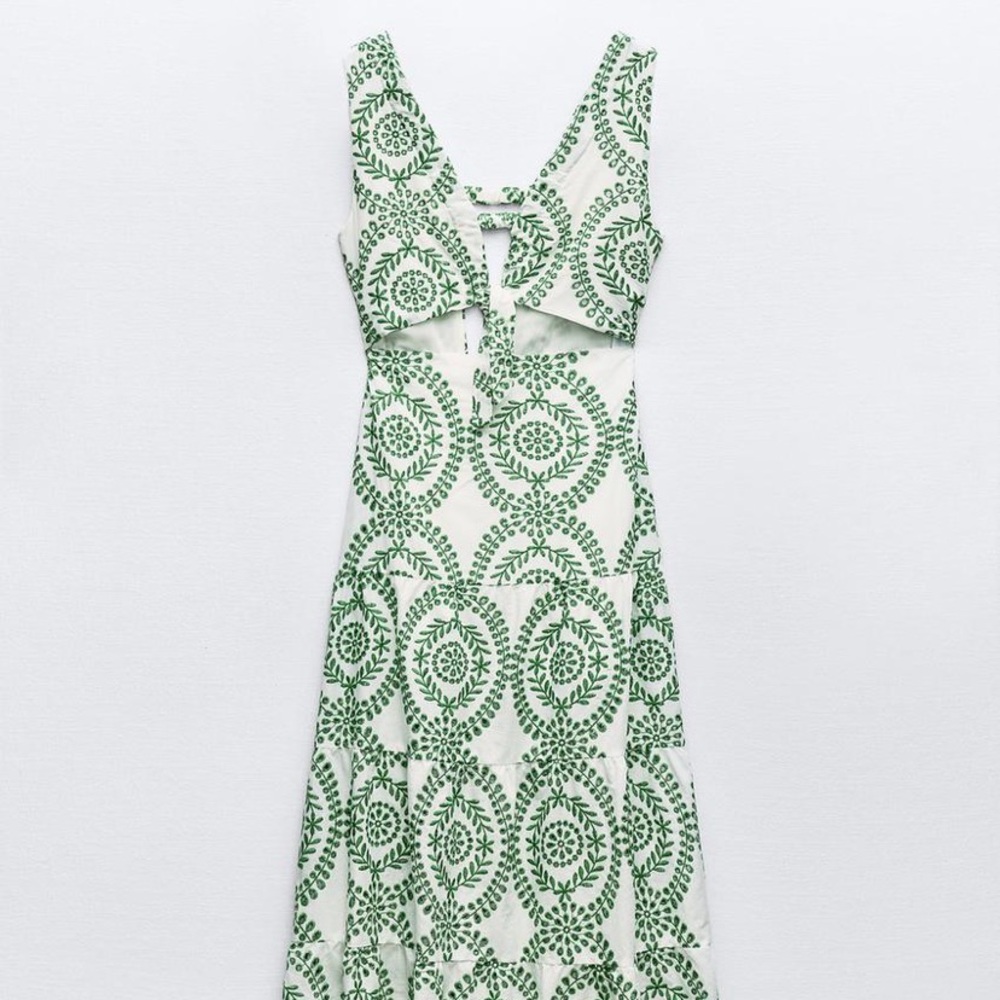 Zara Preforated Knotted Embroidered Dress